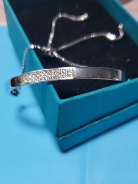 Touchstone Crystal Silver-Tone Pave Slider Bracelet  REASONABLE OFFER ACCEPTED!!